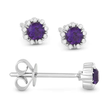 14kt White Gold Diamond and Gemstone Post Earrings