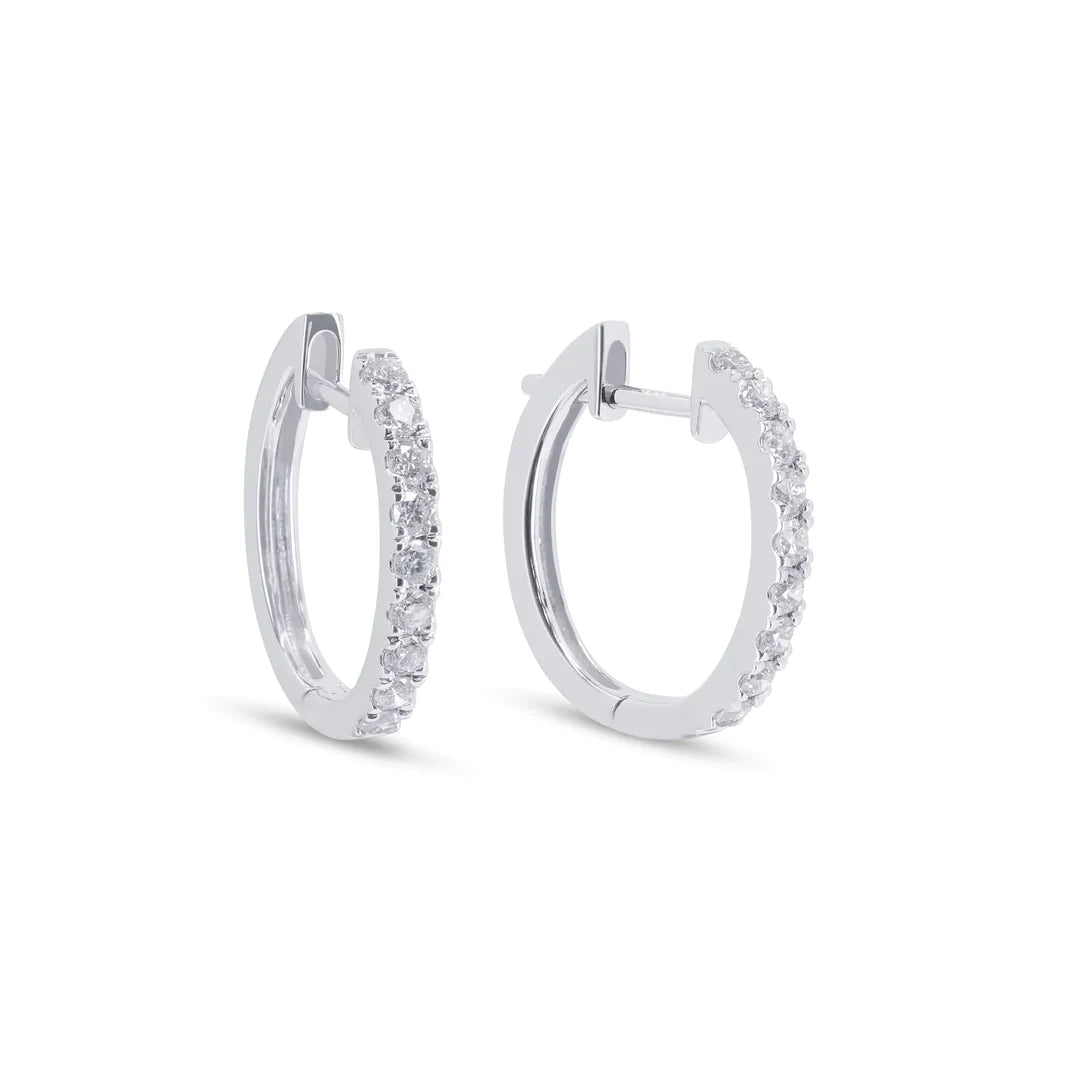 14kt White Gold Diamond Hoop Earrings