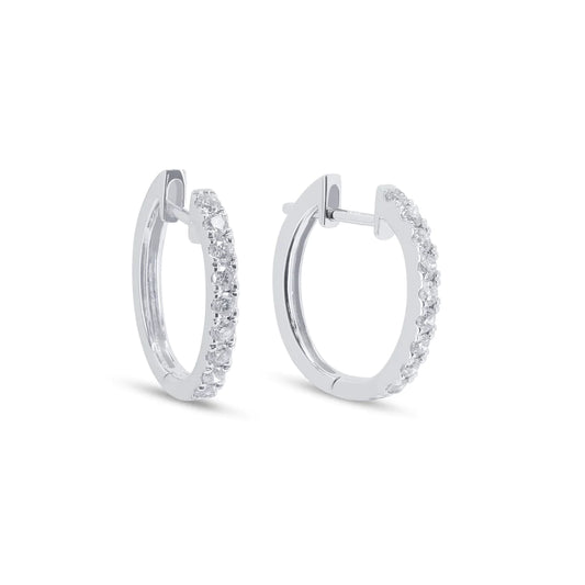 14kt White Gold Diamond Hoop Earrings