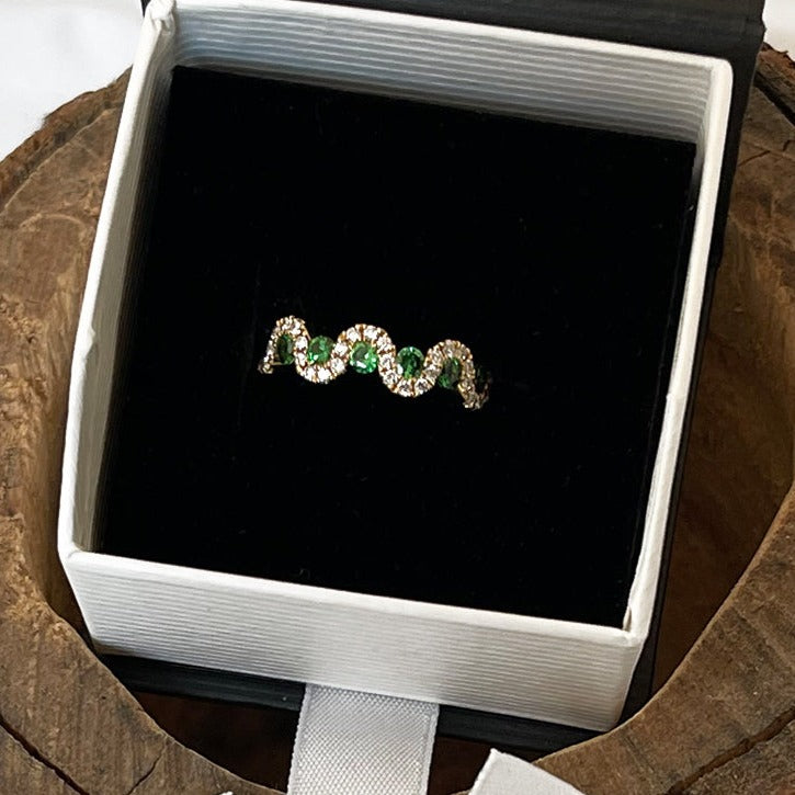 Emerald Diamond Yellow Gold Ring