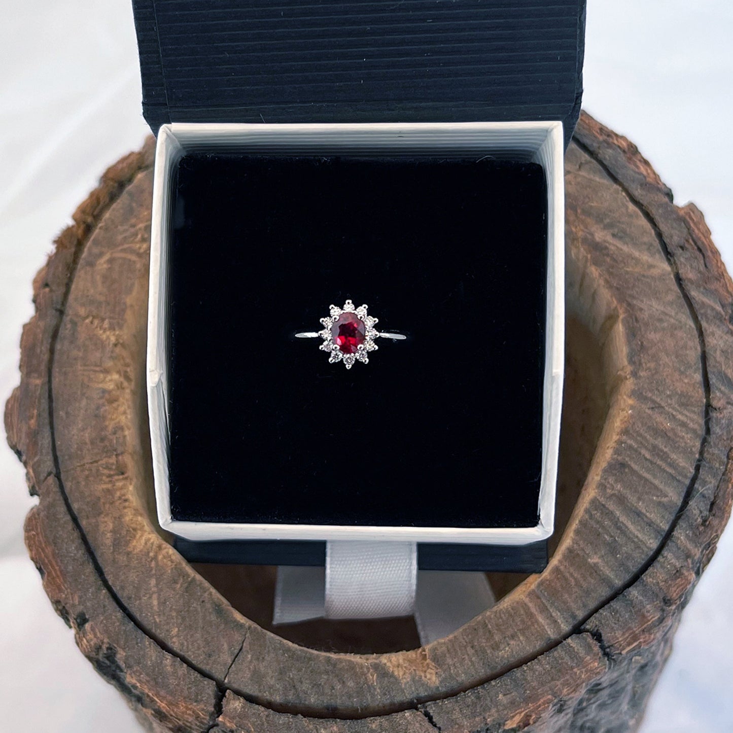 Ruby diamond white gold ring