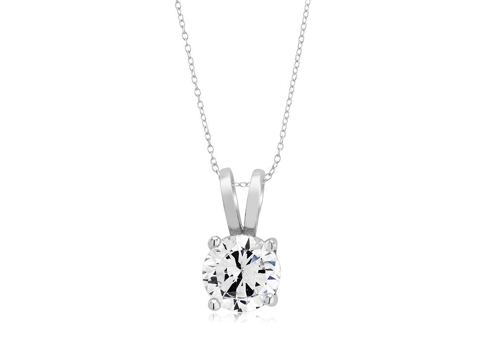 Sterling Silver Cubic Zirconia Solitaire Necklace