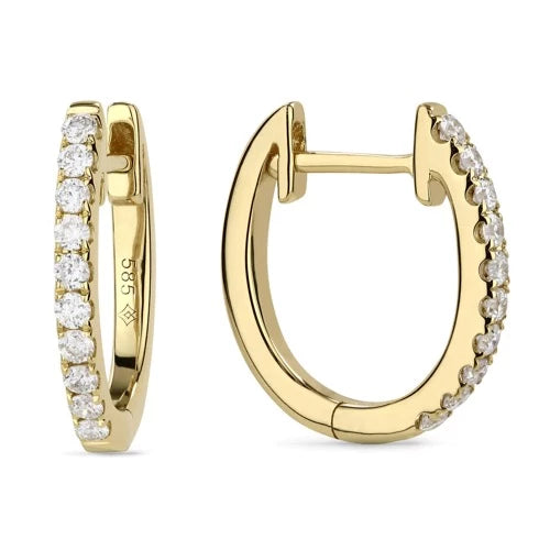 14kt Yellow Gold Diamond Huggie Earrings