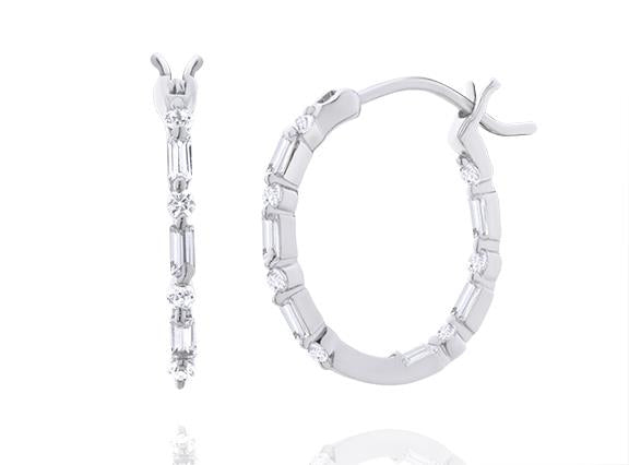 Sterling Silver Cubic Zirconia Hoop Earrings