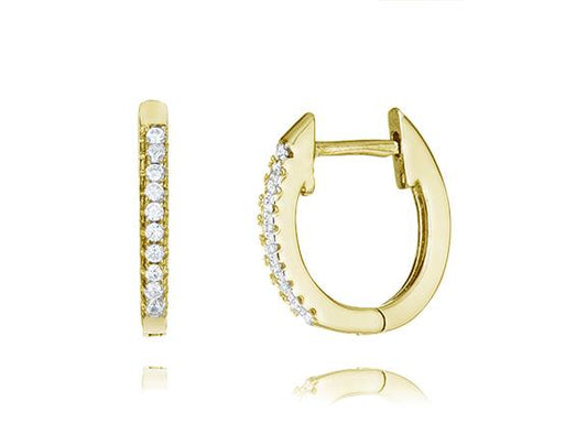 14kt Gold Vermeil Cubic Zirconia Huggie Earrings