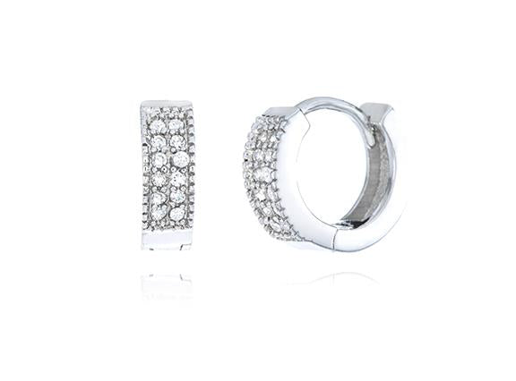 Sterling Silver Cubic Zirconia Huggie Earrings