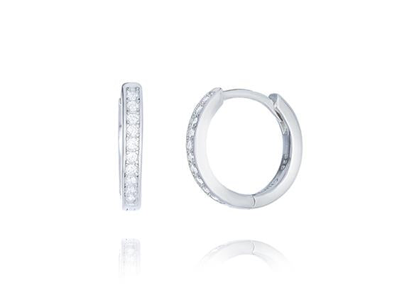 Sterling Silver Cubic Zirconia Small Huggie Hoop Earrings
