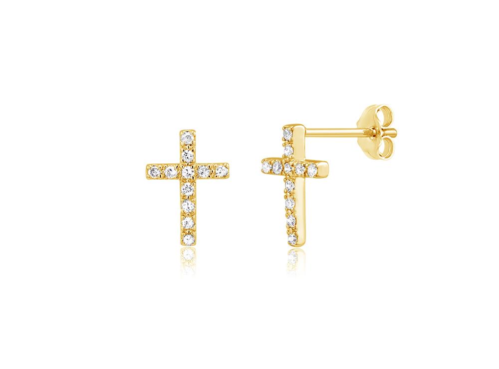 Sterling Silver Cubic Zirconia Cross Post Earrings