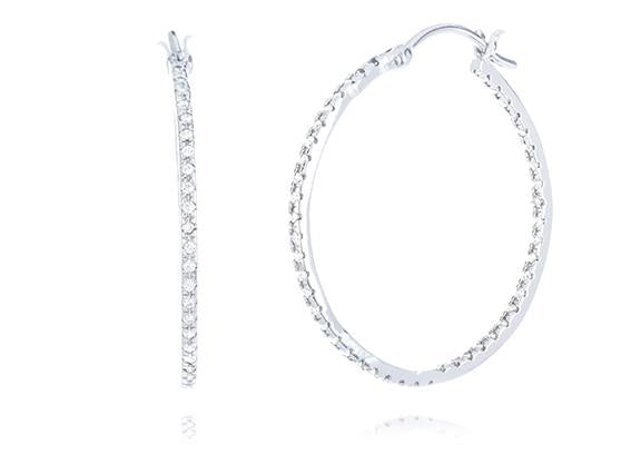 Sterling Silver Cubic Zirconia Hoop Earrings