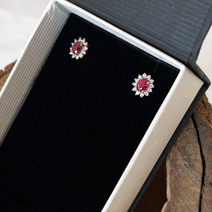 Ruby and Diamond Post Earrings