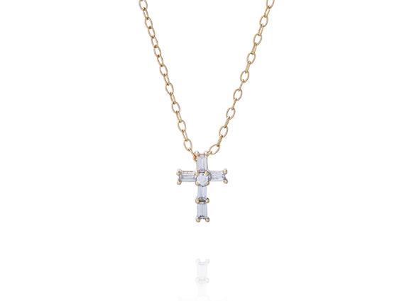 Sterling or 14kt Gold Vermeil Cubic Zirconia Cross Pendant with Necklace