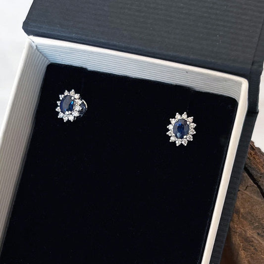 sapphire and diamond post earrings