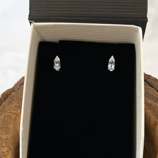 Aquamarine diamond post earrings
