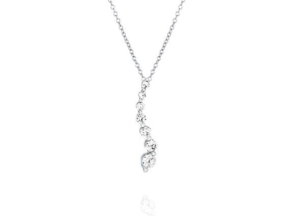 Sterling Silver Curved Cubic Zirconia Dangle Necklace