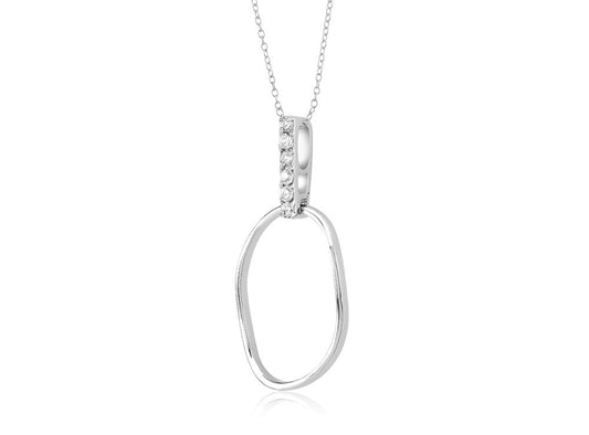 Sterling Silver Cubic Zirconia Oval Pendant Necklace