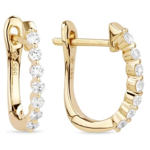 14kt Yellow Gold Diamond Huggie Earrings