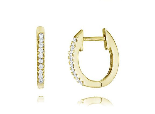 14kt Gold Vermeil Cubic Zirconia  Huggie Earrings