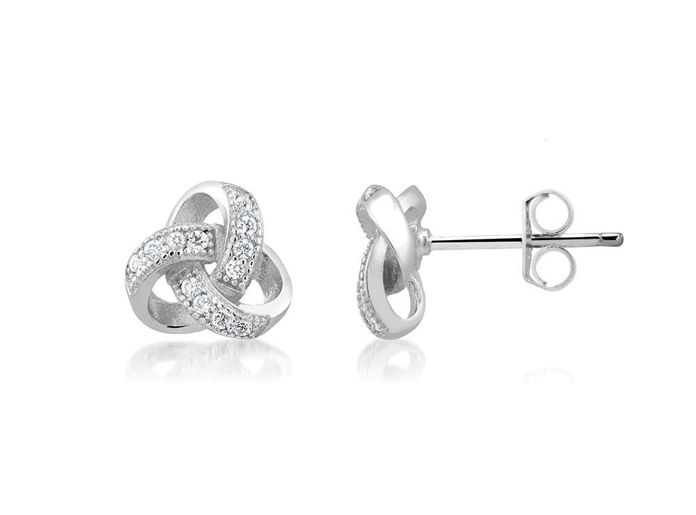 Sterling Silver Cubic Zirconia Twisted Post Earrings