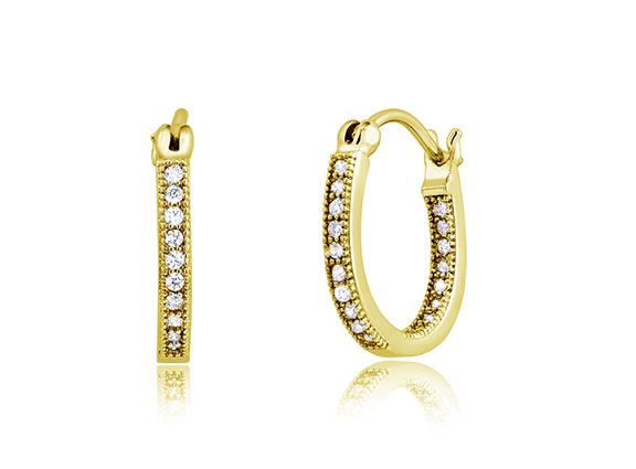 14kt Gold Vermeil Cubic Zirconia Hoop Earrings