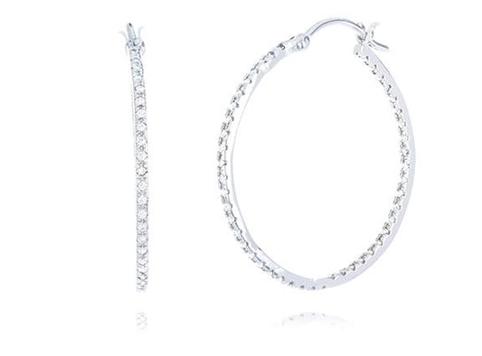 Sterling Silver Cubic Zirconia Hoop Earrings