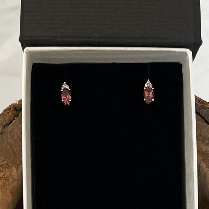 Tourmaline Diamond White Gold Post earrings